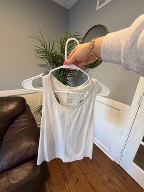 all in motion White Ribbed Scoop Tank - Women's